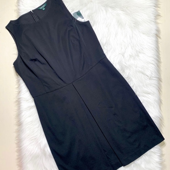 SOLD-NWT Ralph Lauren Pleated Office Dress Black Shift Dress Size 16 - Picture 6 of 9